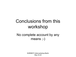 Conclusions from this workshop
