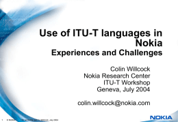 Use of ITU-T languages in Nokia