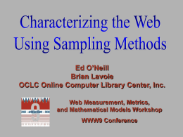 Characterizing the Web Using Sampling Methods