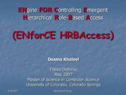 Hierachical Role-based Access - University of Colorado Colorado