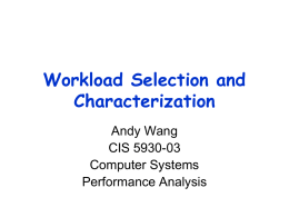 Workload Selection and Characterization