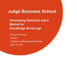 Developing Networks and a Market for Knowledge