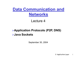 Application Protocols (p2p, DNS), Java Sockets