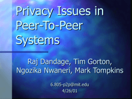 Privacy Issues in Peer-To