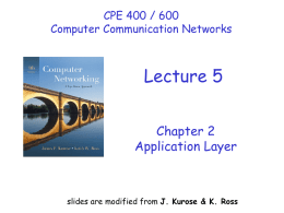 Lecture #5: Application layer