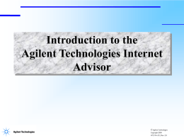 Agilent Technologies Internet Advisor User Interface