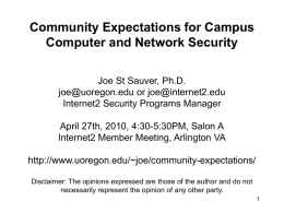 Community Expectations for Campus Computer and