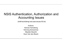 NSIS Authentication, Authorization and Accounting Issues
