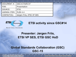 ETSI activity since GSC#14