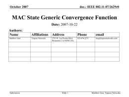 MAC State Generic Convergence Function Text