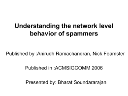 Understanding the Network-Level Behavior of spammers
