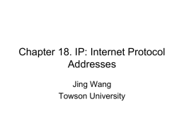Wang, Ch. 18 - Internet Protocol Addresses