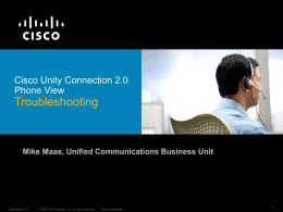 troubleshooting - Cisco Unity Tools
