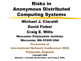 Risks in Anonymous Distributed Computing Systems