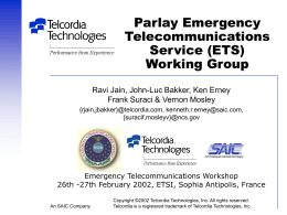 Parlay Emergency Telecommunications Service (ETS) Working Group