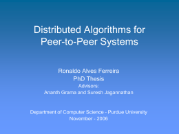 PhD Thesis: Distributed Algorithms for Peer-to