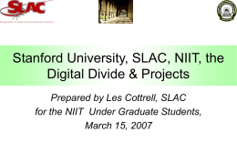 Talk at NIIT - SLAC - Stanford University
