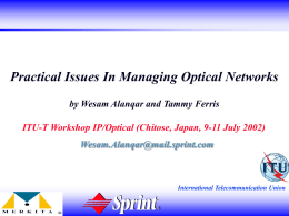 Practical Issues In Managing Optical Networks
