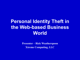 Personal Identity Theft in the Business World