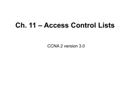 Ch. 11 – Access Control Lists