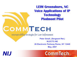Voice Applications of IP Technology: Piedmont Pilot