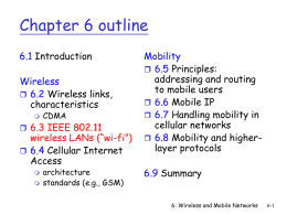 Wireless and Mobile Networks Part II