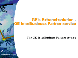 GE`s Extranet solution - GE InterBusiness Partner service The GE