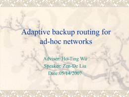 AODV-BR: Backup Routing in Ad hoc Networks