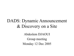 S-DAD: Site Dynamic Announcement & Discovery