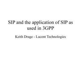 SIP and the application of SIP as used in 3GPP