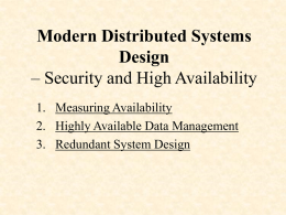 Modern Distributed Systems Design – Security and High Availability