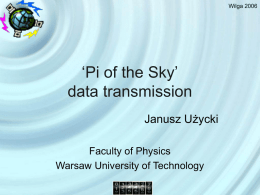 `Pi of the Sky` data transmission