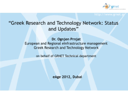 Ognjen Prnjat, Greek Research and Technology Network