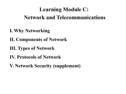 Learning Module C: Network and Telecommunications I. Why