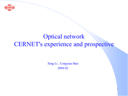 Optical network - CERNET`s experience and prospective