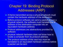 Chapter 19 Binding Protocol Addresses (ARP).