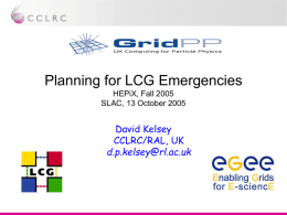 Planning for LCG emergencies