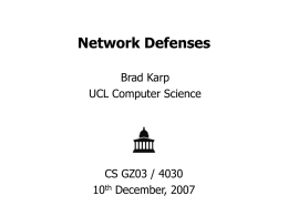 Network Defenses - UCL Computer Science