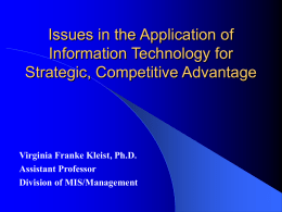 Issues in the Application of Information Technology for Strategic
