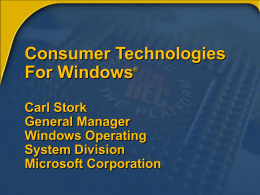 Consumer Technologies For Windows