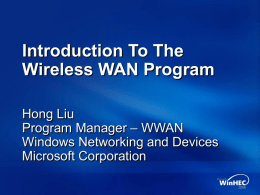 Introduction To The Wireless WAN Program