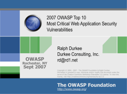 OWASP Web Application Security
