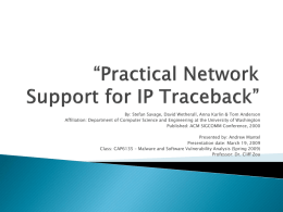 Practical Network Support for IP Traceback