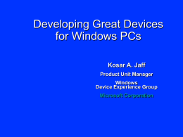 Developing Great Devices for Windows PCs