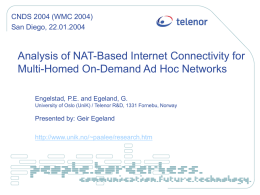 Analysis of NAT-Based Internet Connectivity for Multi