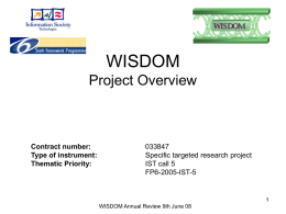 Agenda WISDOM Project Review