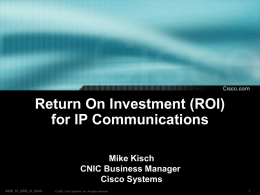 Return on Investment for IP Communications