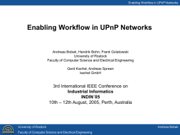 Enabling Workflow in UPnP Networks