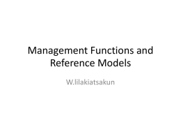 Management Functions and Reference Models