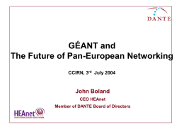 GEANT and the Future of Pan-European Networking